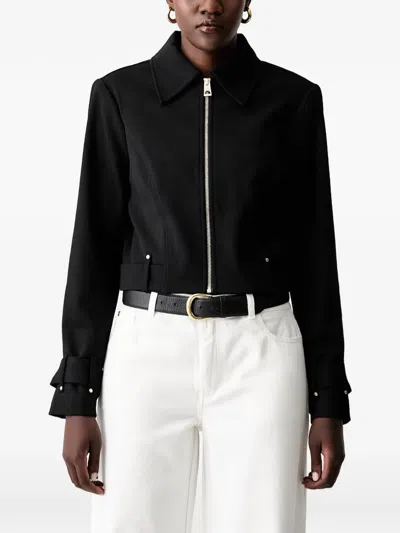 Guess Usa Buckle-detail Cropped Jacket In Black