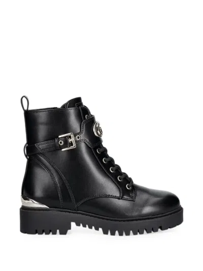 Guess Usa Buckle-fastening Lace-up Boots In Black
