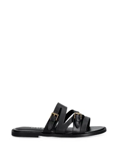 Guess Usa Buckle-fastening Leather Sandals In Black