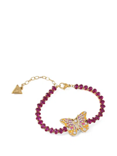 Guess Usa Butterfly Crystal-embellished Bracelet In Gold
