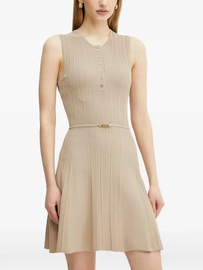 Guess Usa Button Belted Mini Dress In Neutral