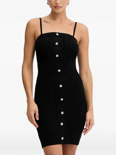 Guess Usa Button Cable Knit Mini Dress In Black