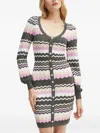 Guess Usa Button Chevron-pattern Midi Dress In Multi