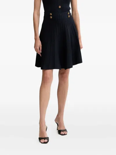 Guess Usa Button-detailed Pleated Skirt In Black