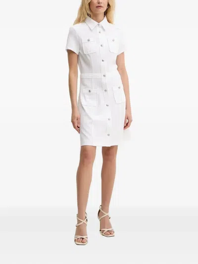 Guess Usa Button-fastening Mini Dress In White