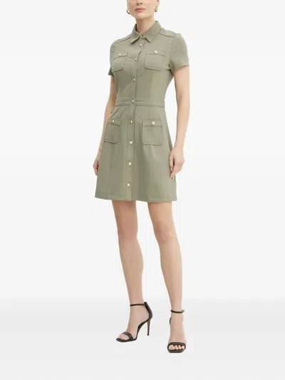 Guess Usa Button-fastening Pocket Dress In Green