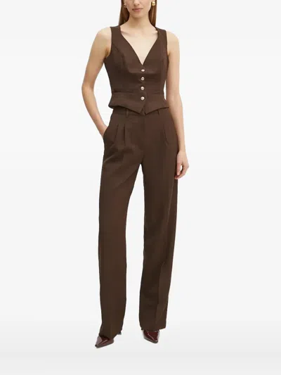 Guess Usa Button-fastening Sleeveless Top In Brown