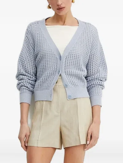 Guess Usa Button-front Open-knit Cardigan In Blue