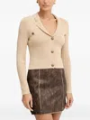Guess Usa Button Ribbed Cardigan In Brown