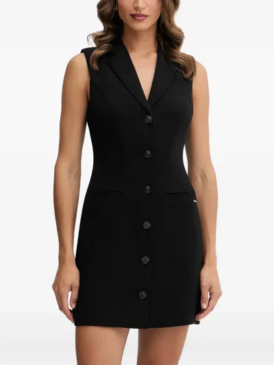Guess Usa Button Sleeveless Mini Dress In Black