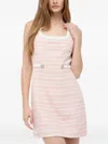 Guess Usa Button Tweed Dress In Pink