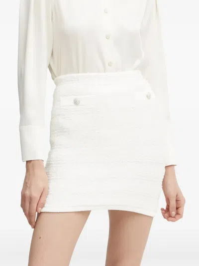Guess Usa Button Tweed Mini Skirt In White