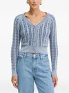 Guess Usa Button-up Cable-knit Cardigan In Blue