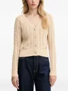 Guess Usa Button-up Cable-knit Cardigan In Neutral
