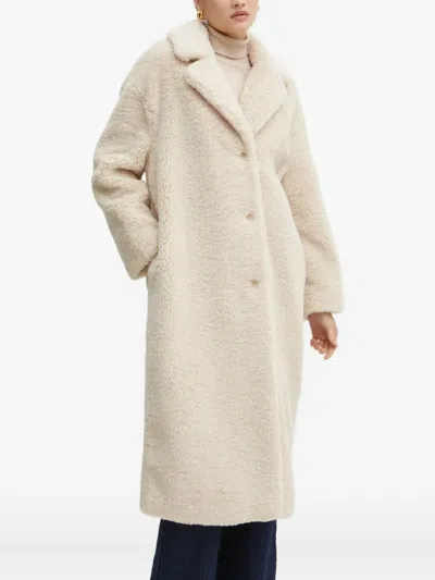 Guess Usa Buttoned Collared Coat In White