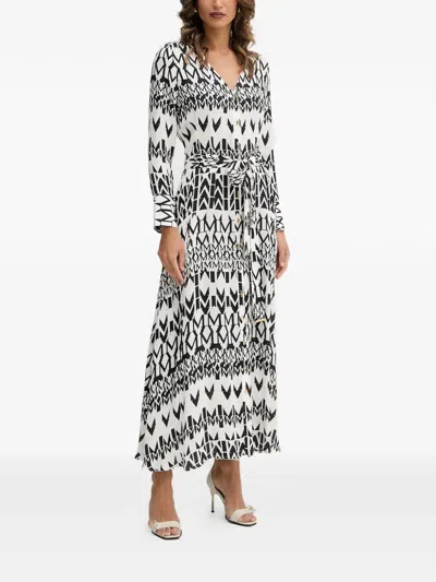 Guess Usa Buttoned Geometric-print Maxi Dress In White