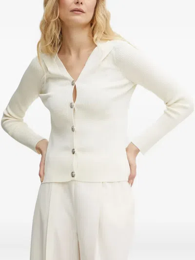 Guess Usa Buttoned Hooded Cardigan In White