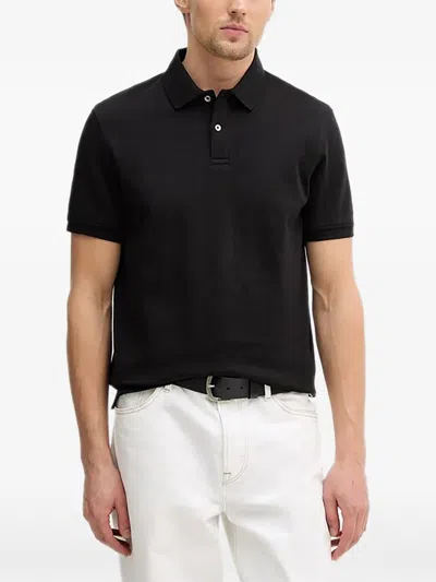 Guess Usa Buttoned Lettering-pattern Polo Shirt In Black