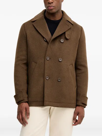 Guess Usa Buttoned Pea Coat In Brown