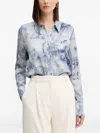 Guess Usa Buttoned Printed Top In Blue