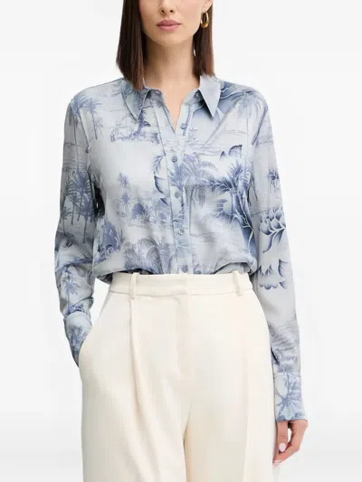 Guess Usa Buttoned Printed Top In Blue