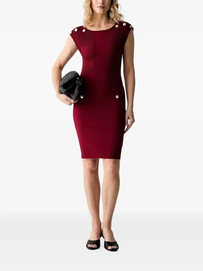 Guess Usa Button-embellished Mini Dress In Red