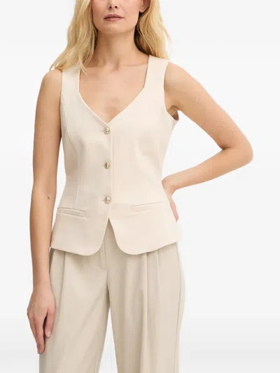 Guess Usa Button-up Waistcoat In Neutral