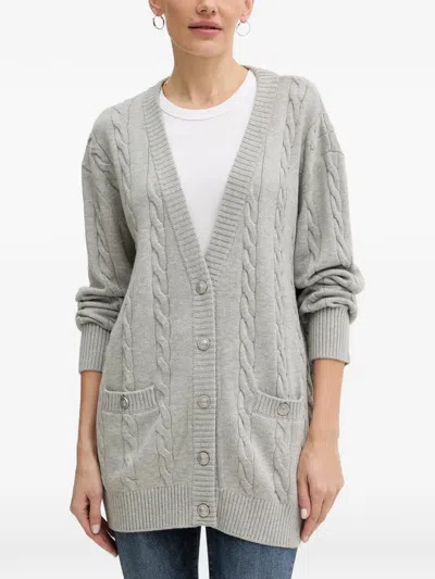 Guess Usa Cable-knit Button Cardigan In Gray