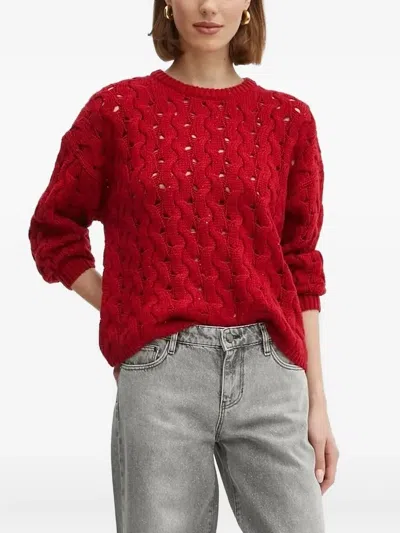 Guess Usa Cable-knit Jumper In Red