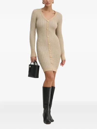 Guess Usa Cable-knit Mini Dress In Neutral