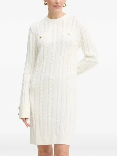 Guess Usa Cable-knit Mini Dress In Neutral