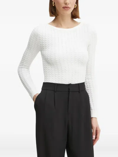 Guess Usa Cable-knit Sweater In White