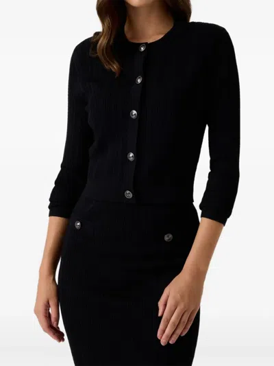 Guess Usa Cable-knit Button-down Cardigan In Black