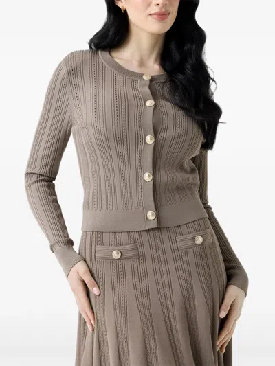 Guess Usa Cable-knit Cardigan In Gray