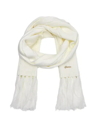 Guess Usa Cable-knit Fringed Scarf In Neutral