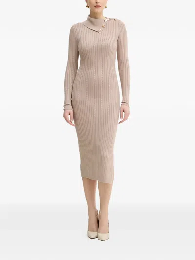 Guess Usa Cable-knit Midi Dress In Neutral