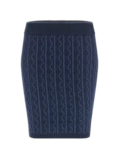 Guess Usa Cable-knit Mini Skirt In Blue