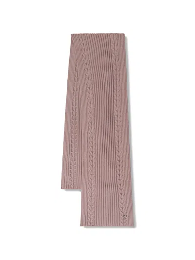 Guess Usa Cable-knit Ribbed Scarf In Purple