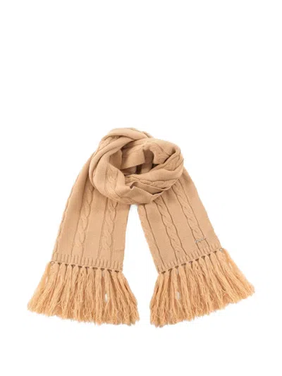 Guess Usa Cable-knit Scarf In Gold