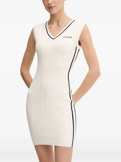 Guess Usa Cable-knit Sleeveless Mini Dress In Neutral