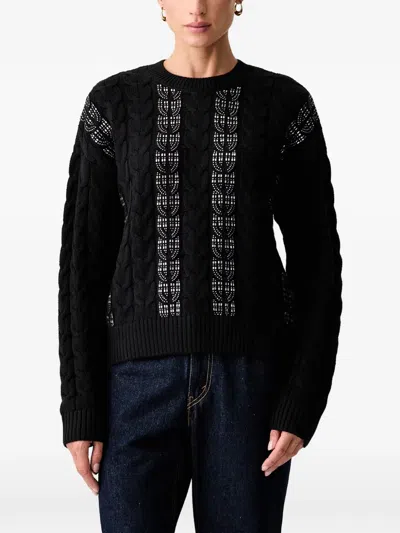 Guess Usa Cable-knit Sweater In Black