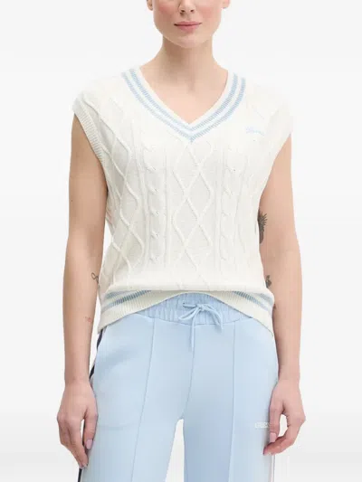 Guess Usa Cable-knit Vest In White
