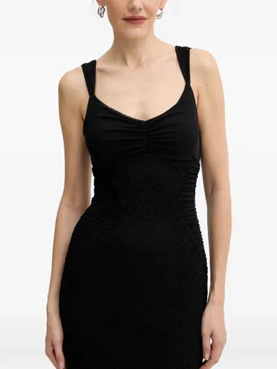 Guess Usa Caitlyn Lace Flounce Midi Dress In Black