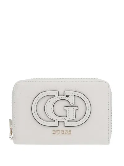 Guess Usa Calebra Logo Wallet In White