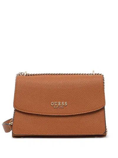 Guess Usa Calista Chain-strap Crossbody Bag In Brown