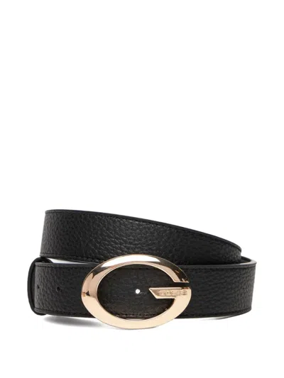 Guess Usa Camden Logo-buckle Belt In Black