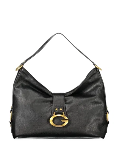Guess Usa Camden Logo-plaque Pebbled Tote Bag In Black