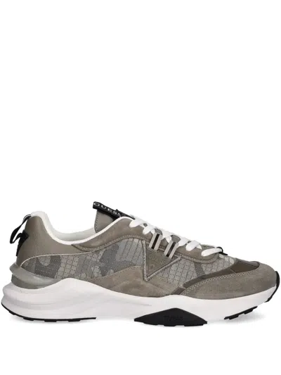 Guess Usa Camouflage Panelled Sneakers In Gray