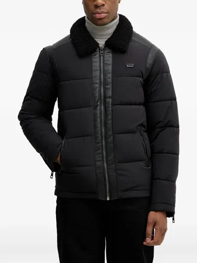 Guess Usa Canvas Puffer Jacket In Black