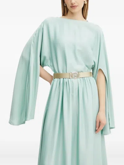 Guess Usa Cape-sleeve Belted Midi Dress In Green